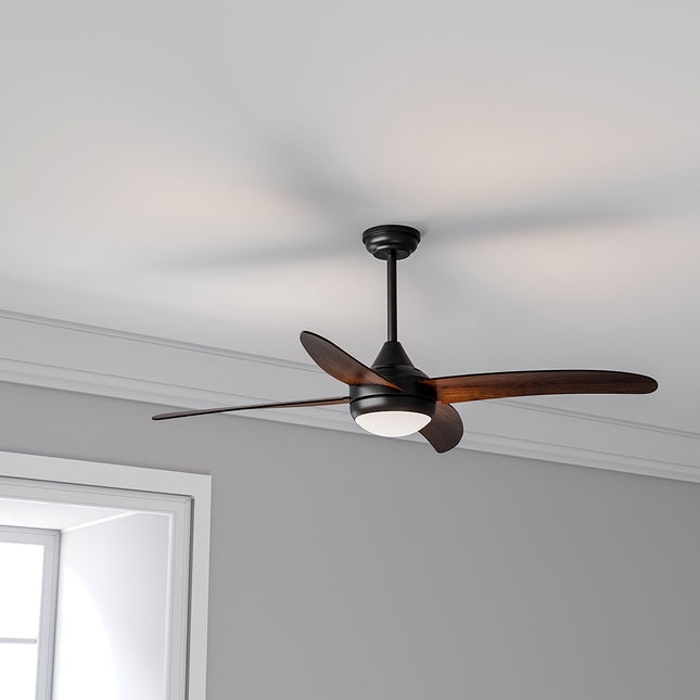 48 Inch Black Ceiling Fan with LED Light Kit 4 Blades and Remote Control