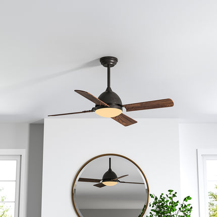 42 Inch Brown Ceiling Fan with LED Light Kit, 4 Blades and Remote Control