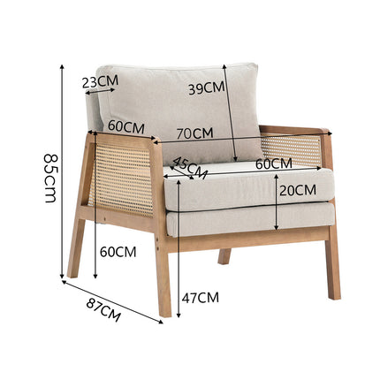 Natural Wood Frame Cushioned Armchair