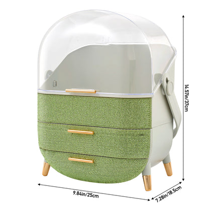 Countertop Portable Oval Makeup Storage Box with Transparent Cover