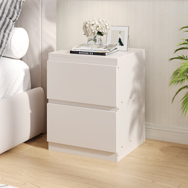 2-Drawer Wooden Nightstand Bedside Table