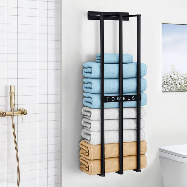 Premium Iron Space-Saving Bathroom Wall Mounted Towel Rack