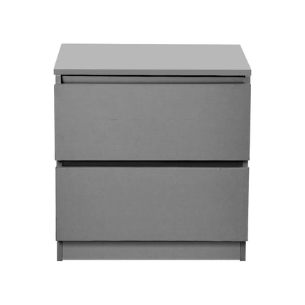 2-Drawer Wooden Nightstand Bedside Table in Grey
