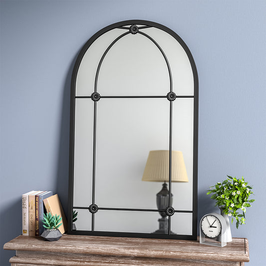 Arched Wall Hanging Hanging Metal Windowpane Mirror Home Decoration