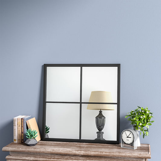 Black Classic Rectangular Wall Metal Framed Window Mirror