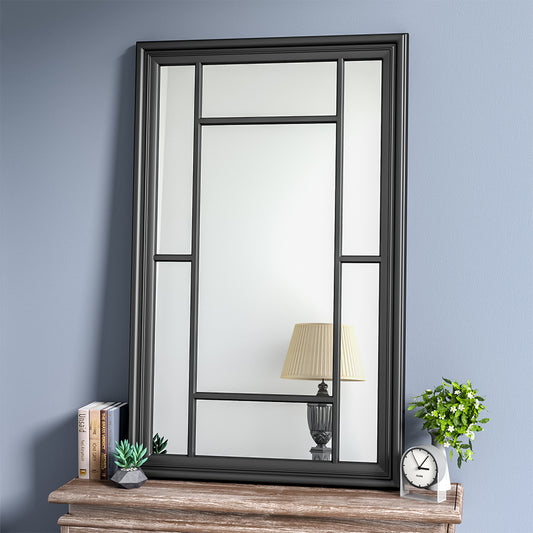 Black Large Frame Garden Wall Hanging Glass Mirror