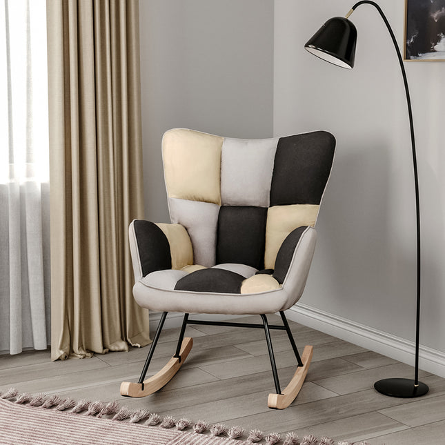 Tufted Linen Upholstered Rocking Chair