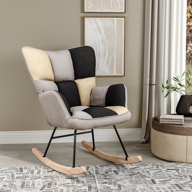 Tufted Linen Upholstered Rocking Chair