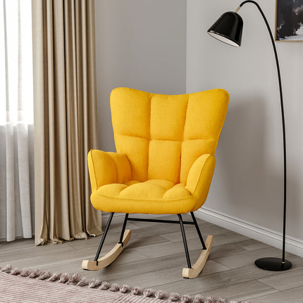 Tufted Linen Upholstered Rocking Chair