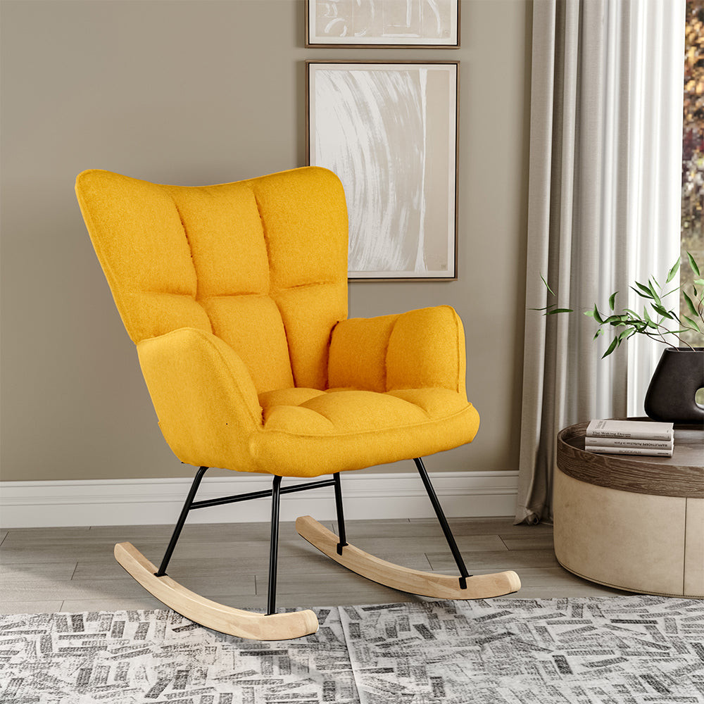 Tufted Linen Upholstered Rocking Chair