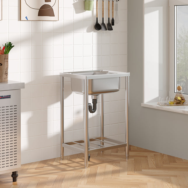 Free Standing Stainless Steel Single Bowl Sink