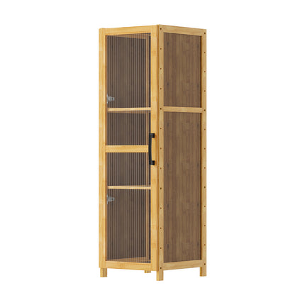 3-Tier Narrow Bookcase Storage Cabinet with Acrylic Door