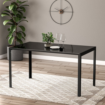 1.4M Black Glass Dining Table