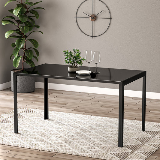 1.4M Black Glass Dining Table