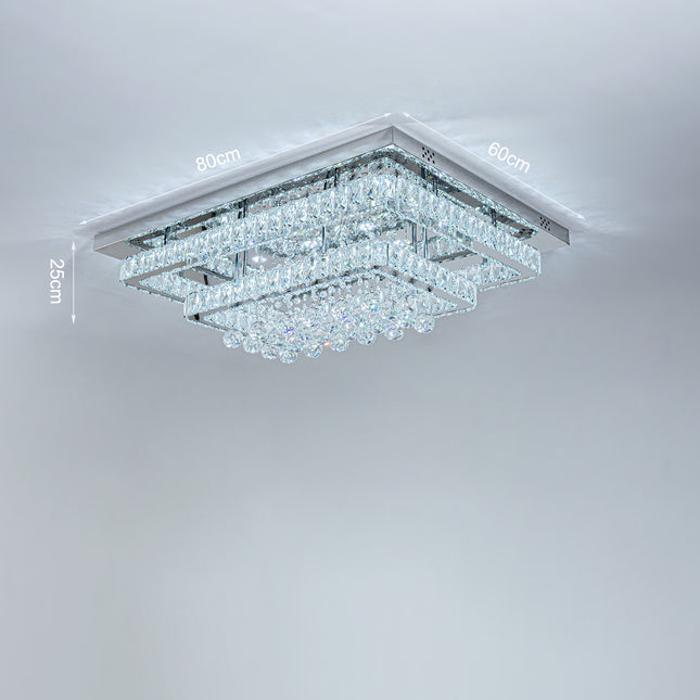 Modern Crystal LED Flush Mount Ceiling Light Fixture 80x60x20CM