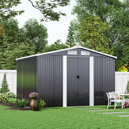 6ft x 8ft Metal Garden Shed Outdoor Tool shed,Dark Grey