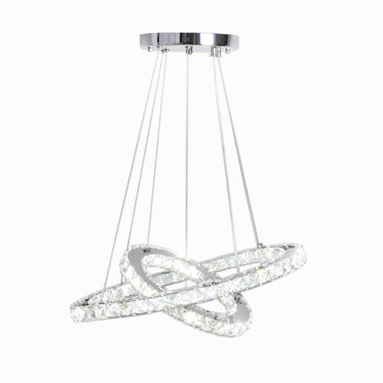 Modern 2-Tier Adjustable Crystal LED Pendant Light