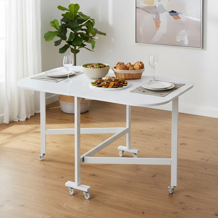 Folding Drop Leaf Table with 6 Wheels