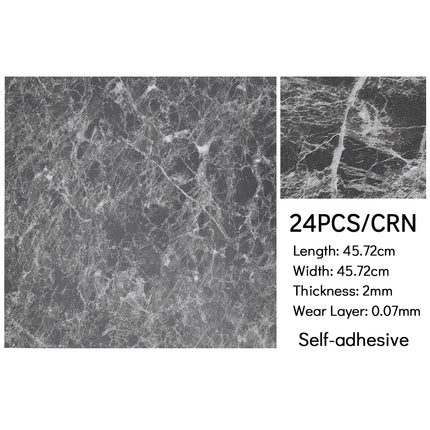 Set of 24 Square Self Adhesive Stone Effect Floor Tiles