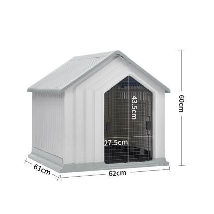 White Waterproof Plastic Dog House Pet Kennel with Door