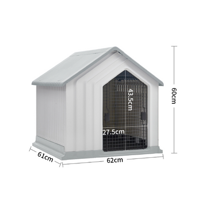 White Waterproof Plastic Dog House Pet Kennel with Door