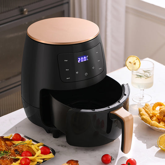 4L Electric Air Fryer With Non-Stick Basket LCD Digital Screen Black
