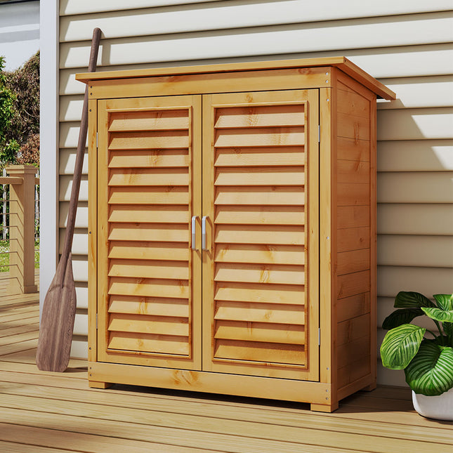Outdoor Solid Wood Storage Cabinet Garden Tool Shed