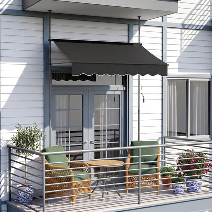 Outdoor Manual Retractable Patio Awning with Hand Crank 150-300cm W