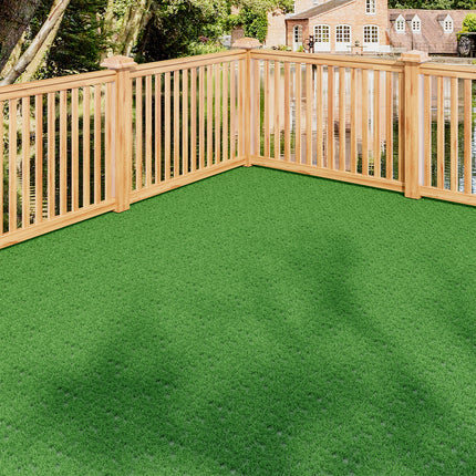 Lush Green Artificial Grass Tiles Pack of 11, Green