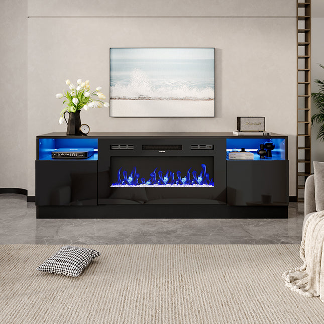 178cm Black Recessed 36 inch Electric Fireplace 3 Flame Colours with TV Stand