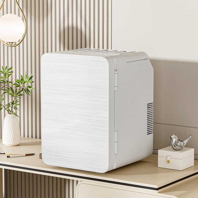 White 10L Mini Refrigerator for Home and Car Dual Use 25 x 35cm H