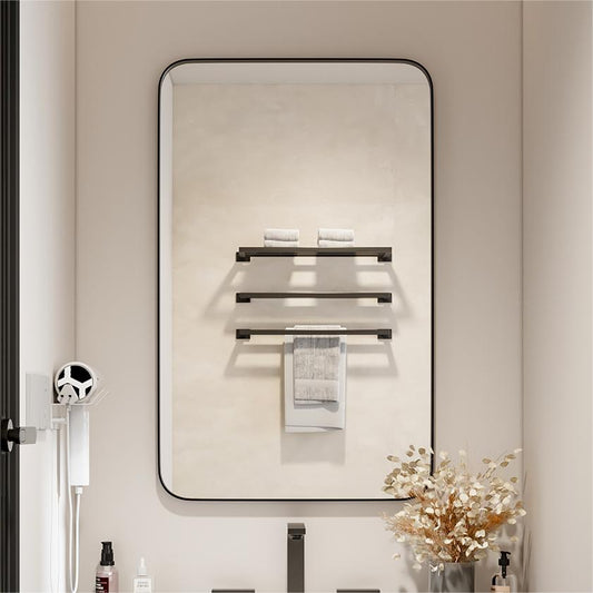 Black 122cm Aluminum Frame Bathroom Vanity Wall Mirror