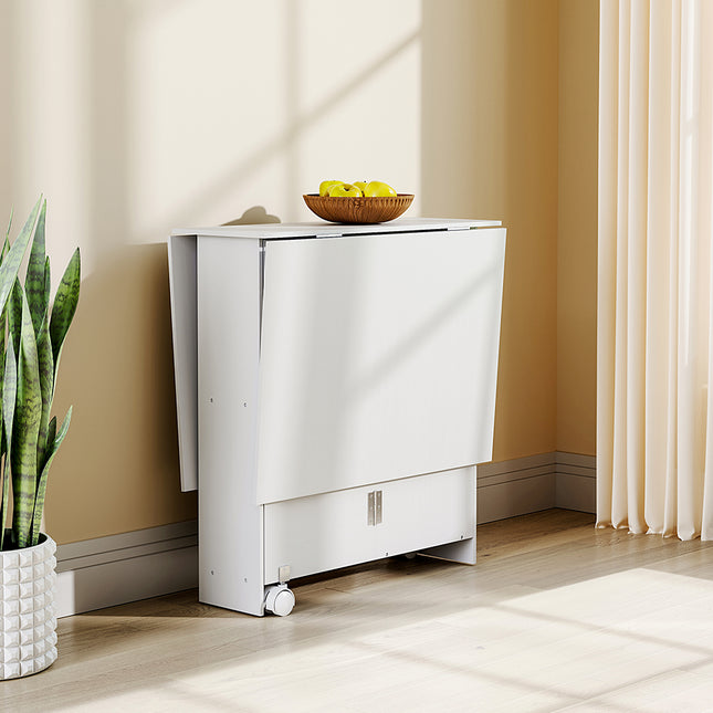 Multifunctional Folding Dining Table for Small Spaces with 2 tier Shelves 76cm H