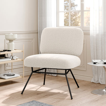 Beige Faux Wool Accent Chair Occasional Chair