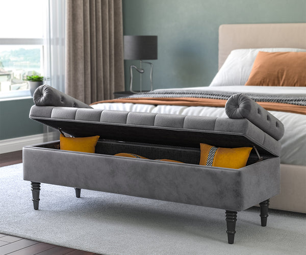 Flip Top Storage Bench Side Arms 126x46cm