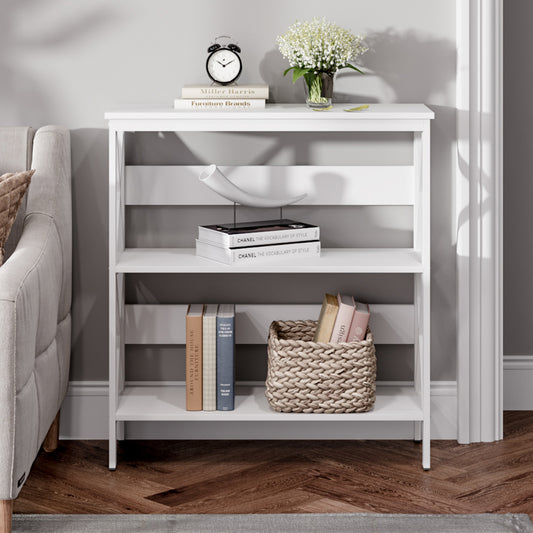 White Open Storage Wooden Bookcase