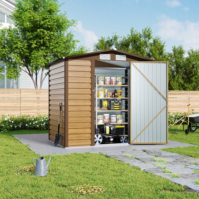 Outdoor Galvanized Steel Tawny Storage Shed