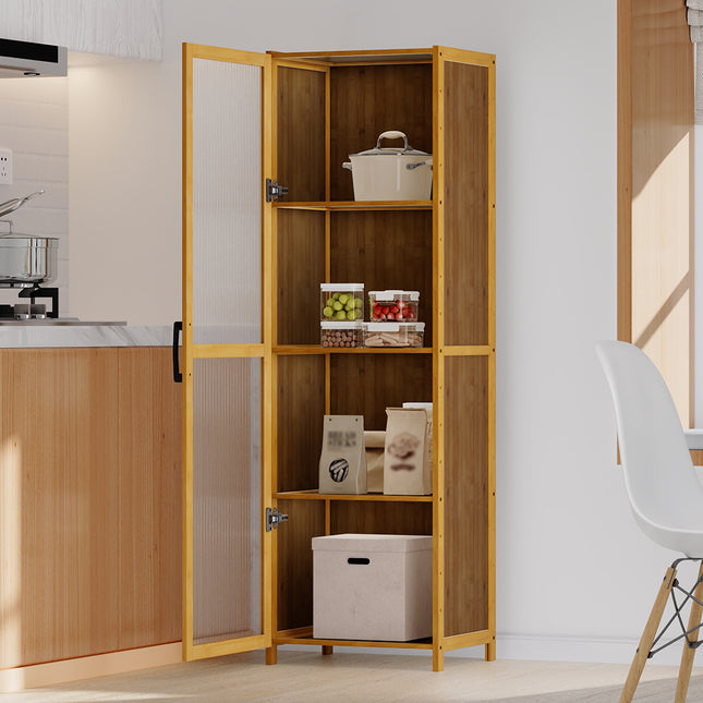 4-Tier Narrow Bookcase Storage Cabinet with Acrylic Door