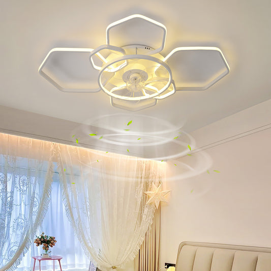 Geometrical Ceiling Mount LED Fan Light,White