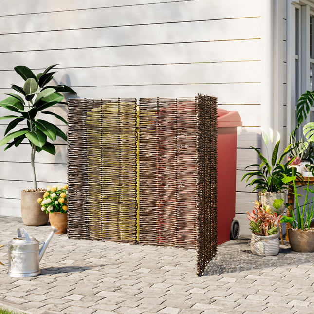 Brown 81cmD Trash Can Fence Wicker Privacy Fence