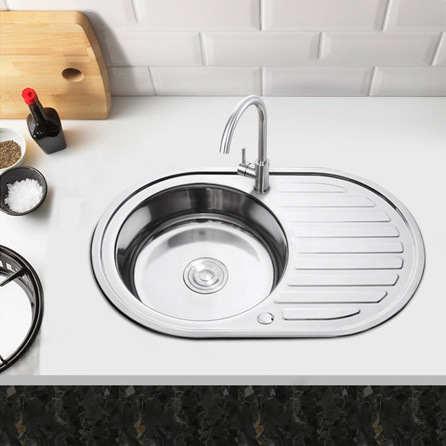 Stainless Steel Single Kitchen Sink Modern Catering Topmount