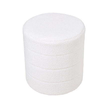 Round Teddy Fleece Upholstered Footstool