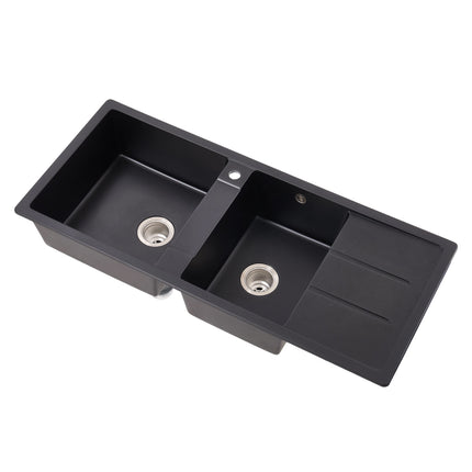 Double Bowl Quartz Resin Composite Kitchen Sink with Waste Kit