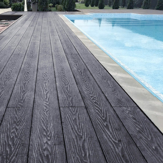 Wood Grain Composite Deck Tile Set of 6, Dark Grey 30x60