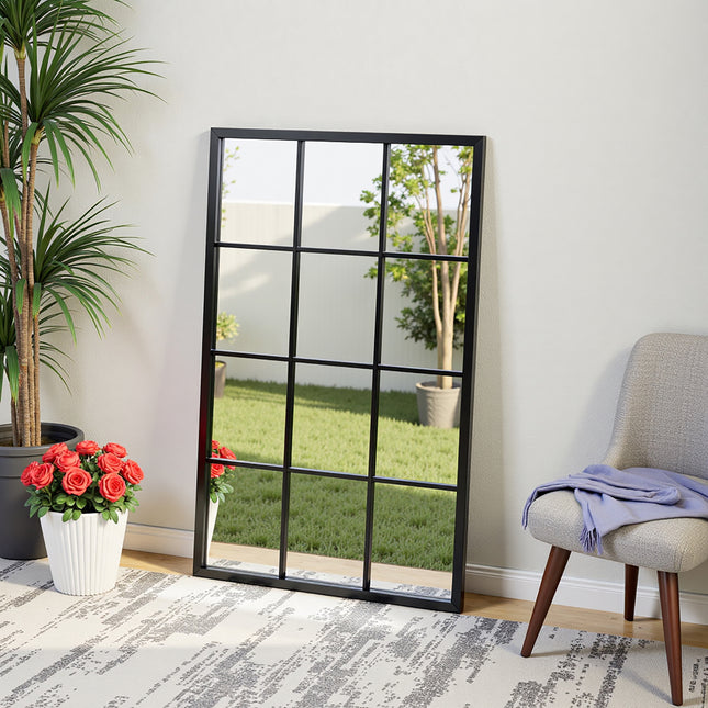 Classic Window Mirror Wall Accent Metal Framed Mirror