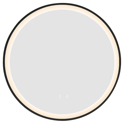 Black 60cm Round Metal Framed LED Wall Mirror