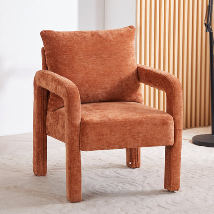 Chenille Upholstered Accent Chair with Lumbar Pillow