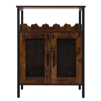 Wooden Wine Bar Cabinet with Wine Rack and Stemware Holders
