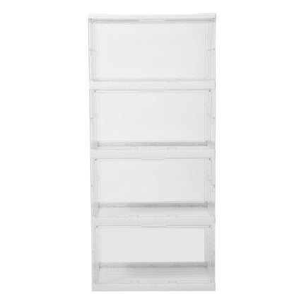 4-Tier Foldable Storage Cabinet Shoes Organizer with Doors