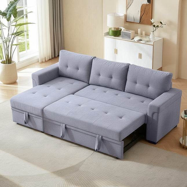 3-Seater Upholstered Corner Sofa Bed with Storage